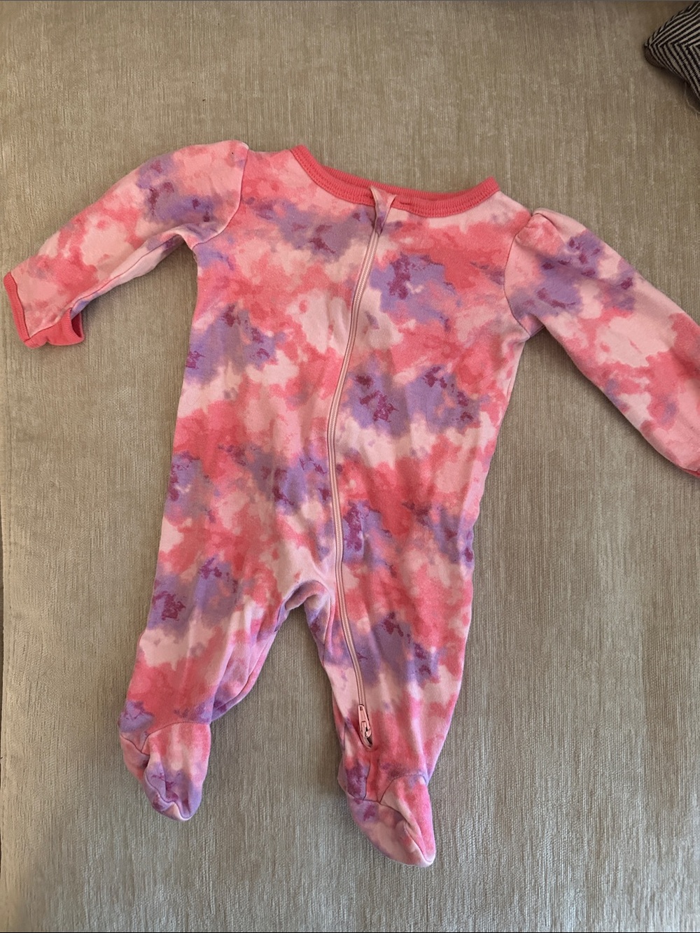 wonder nation Pink and Purple Tie-Dye Footed One-Piece Pajamas
